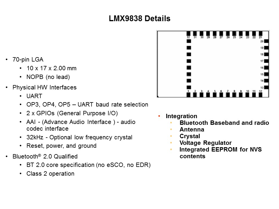 LMX9838 Bluetooth Module Slide 12