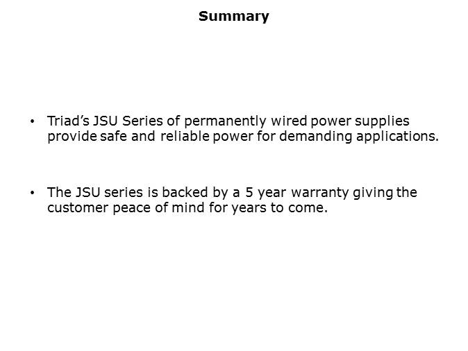 JSU Series Line of Switchmode Power Supplies Designed for Permanent Installations Slide 8
