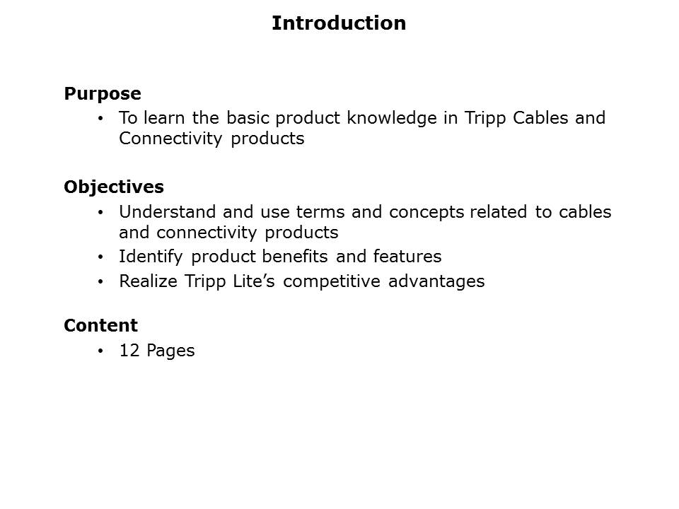 Cables and Connectivity Portfolio Slide 1