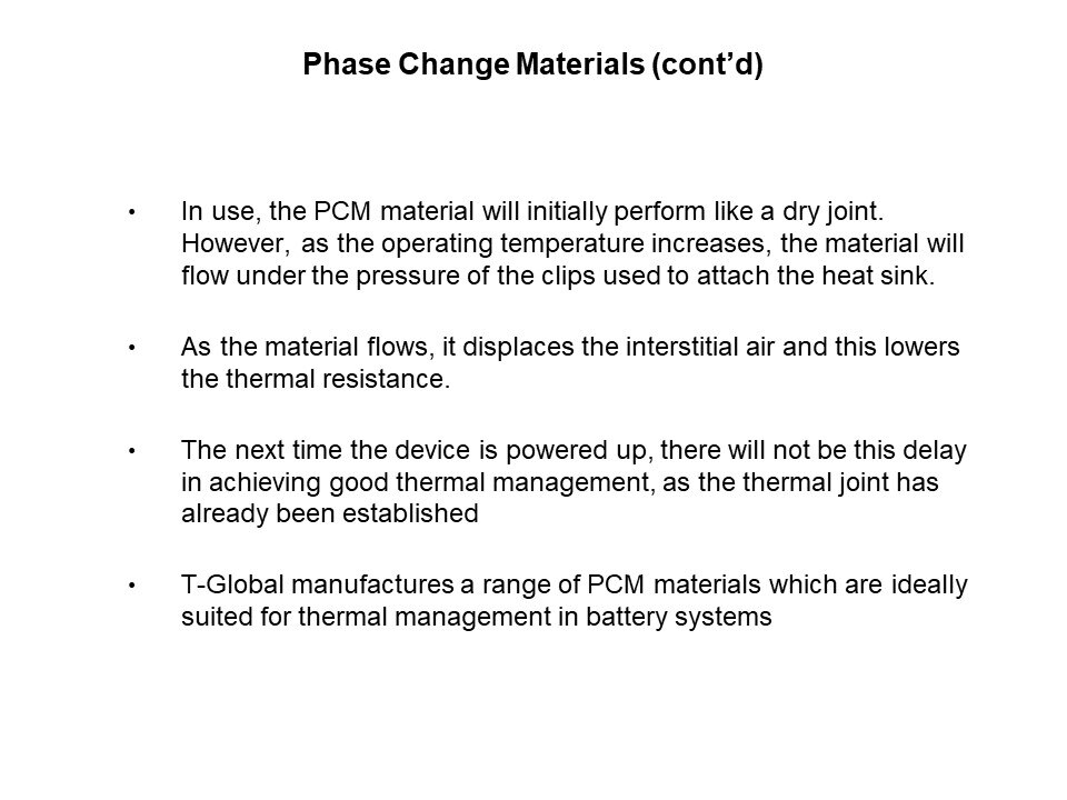 Phase Change Materials (cont’d)