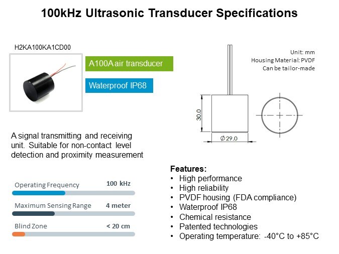 Image of Unictron Ultrasonic Transducer for Proximity Measurement - 100kHz