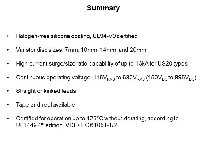 Image of Vishay BC Ultra-Surge Metal Oxide VDRUS Series Varistors - Summary