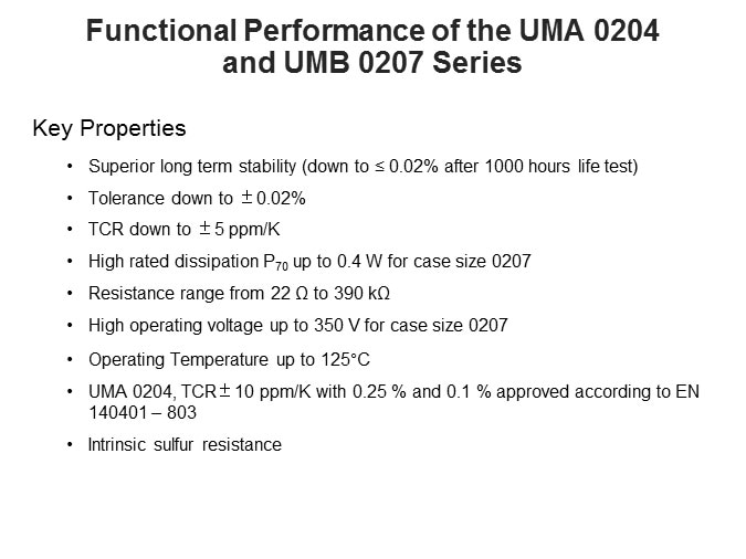 Vishay Beyschlag's UMA and UMB MELF Resistors Slide 2