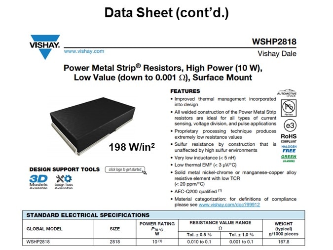 Data Sheet (cont’d.)