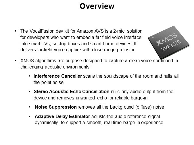 XMOS' XVF3510 Voice Capture VocalFusion Dev Kit Slide 3