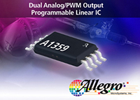 Image of Allegro MicroSystems' A1359 Dual Analog/PWM Output Programmable Linear IC