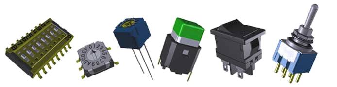 Modelos CAD 3D para interruptores y potenciómetros de ajuste