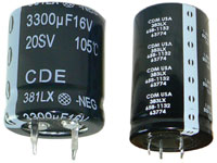 Image of Cornell Dubilier Electronics' Type 381LX/383LX Aluminum Capacitors