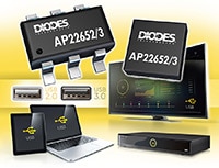 Diodes' AP22652 and AP22653 Current Limited Switches Immagine degli interruttori a corrente limitata AP22652 e AP22653 di Diodes