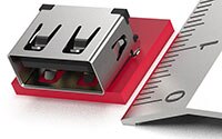 GCT 的短體 USB A 連接器圖片