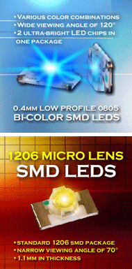 Image of Kingbright's 0805 and 1206 LEDs