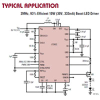 Analog Devicesが提供するLT3922 36V、2A昇圧LEDドライバの一般的なアプリケーションの画像