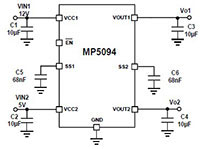 Image of MPS' MP5094 Dual-Channel 12V/5V Current-Limit Switch