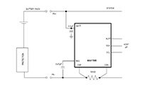 Analog Devices 的 MAX17055EWL+ 電量計線路圖的圖片