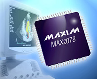 Image of Analog Devices' MAX2078 Octal-Channel Ultrasound Front-End with CW Doppler Mixers