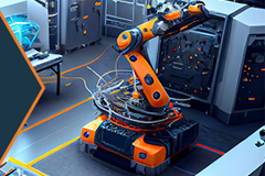 An industrial automation robot performing work