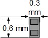 0.3 mm by 0.6 mm contact