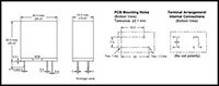 Omron 的 G5PZ-X 高 VDC PCB 繼電器尺寸和 PCB 佈局的圖片