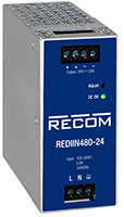 RECOM의 REDIIN480 DIN 레일 전원 공급 계열 이미지