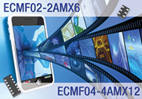 Image of STMicroelectronics' ECMF02-2AMX6 and ECMF04-4AMX12 Common Mode Filters