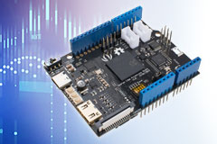 Spartan Edge Accelerator Board against blue and white background