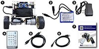 Image of Terasic's DE10-Nano Self-Balancing Robot Development Kit Contents