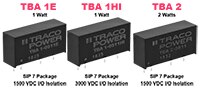 TRACO Power 的 TBA 1E、TBA 1HI 和 TBA 2 系列 DC/DC 轉換器的圖片