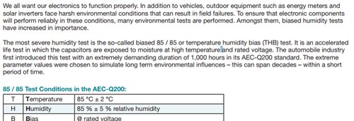 Biased Humidity Test with Safety Capacitors
