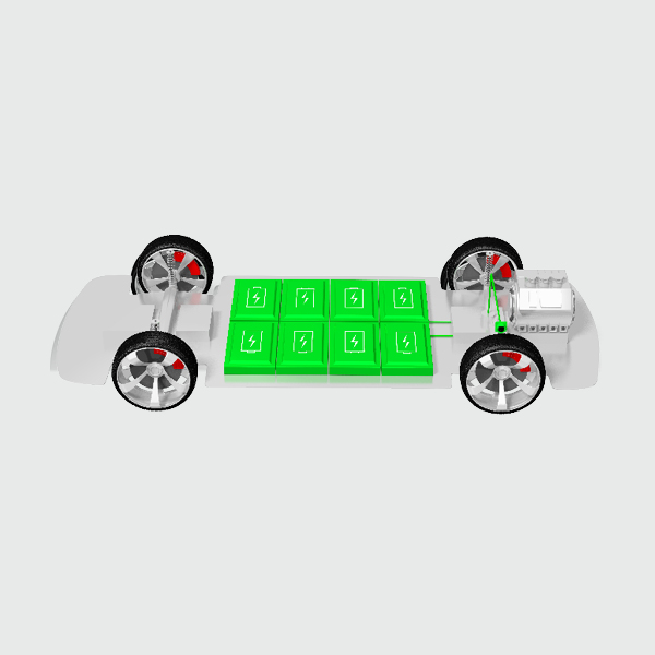 Illustration of a power-train highlighted in green