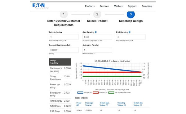 Image of Eaton's Supercapacitor Calculator
