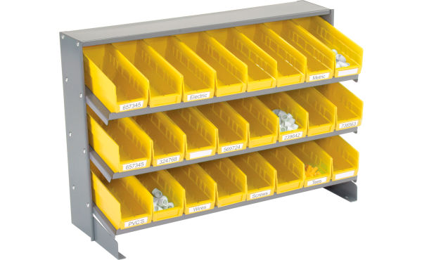 Image of IndustrialSupplies' Global Industrial 3 Shelf Bench Rack with 24 Bins