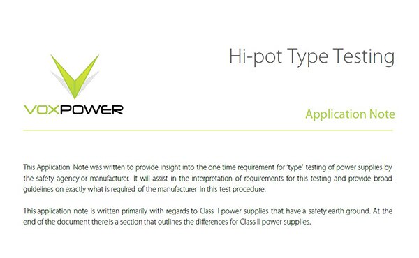 Image of Vox Power's Hi Pot Testing/Instructions