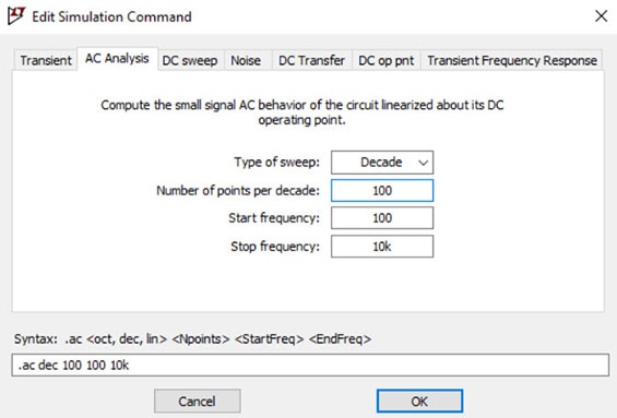 How to Run AC Circuit Simulations in LTspice