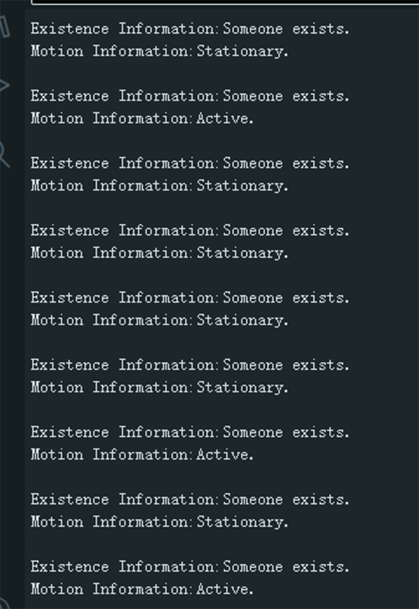 image of Information Output of the Furthest Detection Distance of the C1001 mmWave Human Detection Sensor