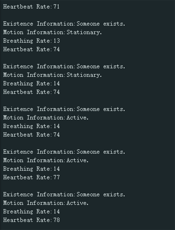 image of Information Output of the Presence Detection Distance of the C1001 mmWave Human Detection Sensor
