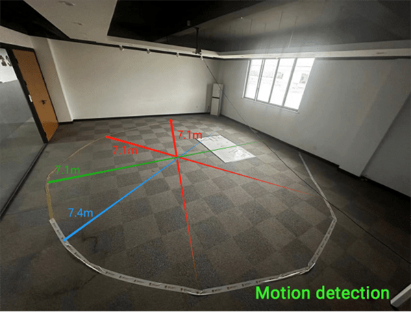 image of Top-Mounted Motion Detection Range of the mmWave Human Detection Sensor