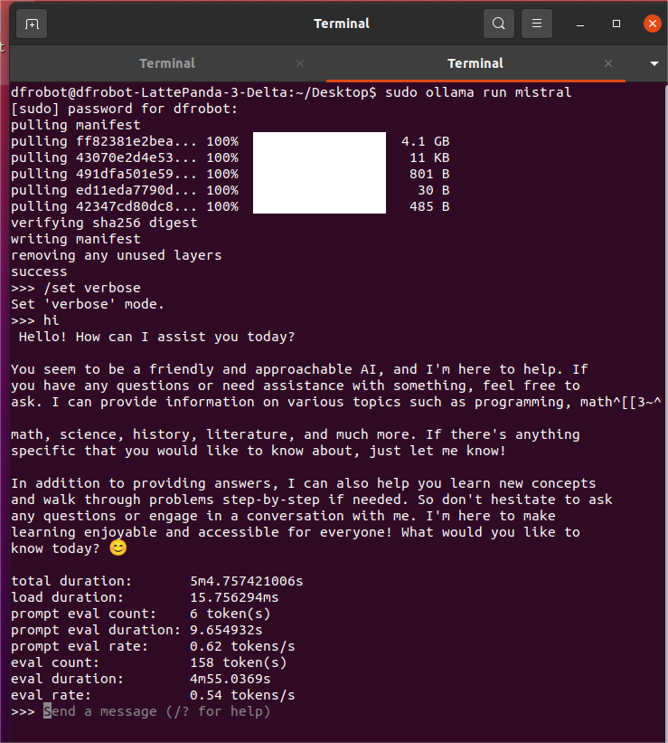 image of Token speed of mathstral-7b-v0.1 running on LattePanda 3 Delta