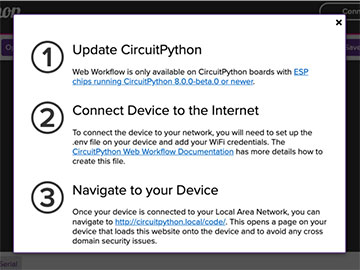 Image of CircuitPython Web Workflow Code Editor Quick Start
