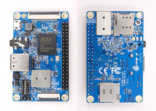 Front and back of the Orange Pi 2G-IoT