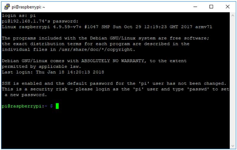 Logging in via SSH