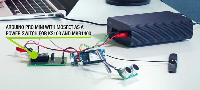 The water level indicator setup with additional Arduino Pro Mini with MOSFET