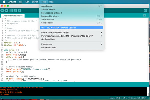 How to Update the NiNa Firmware on Arduino Boards