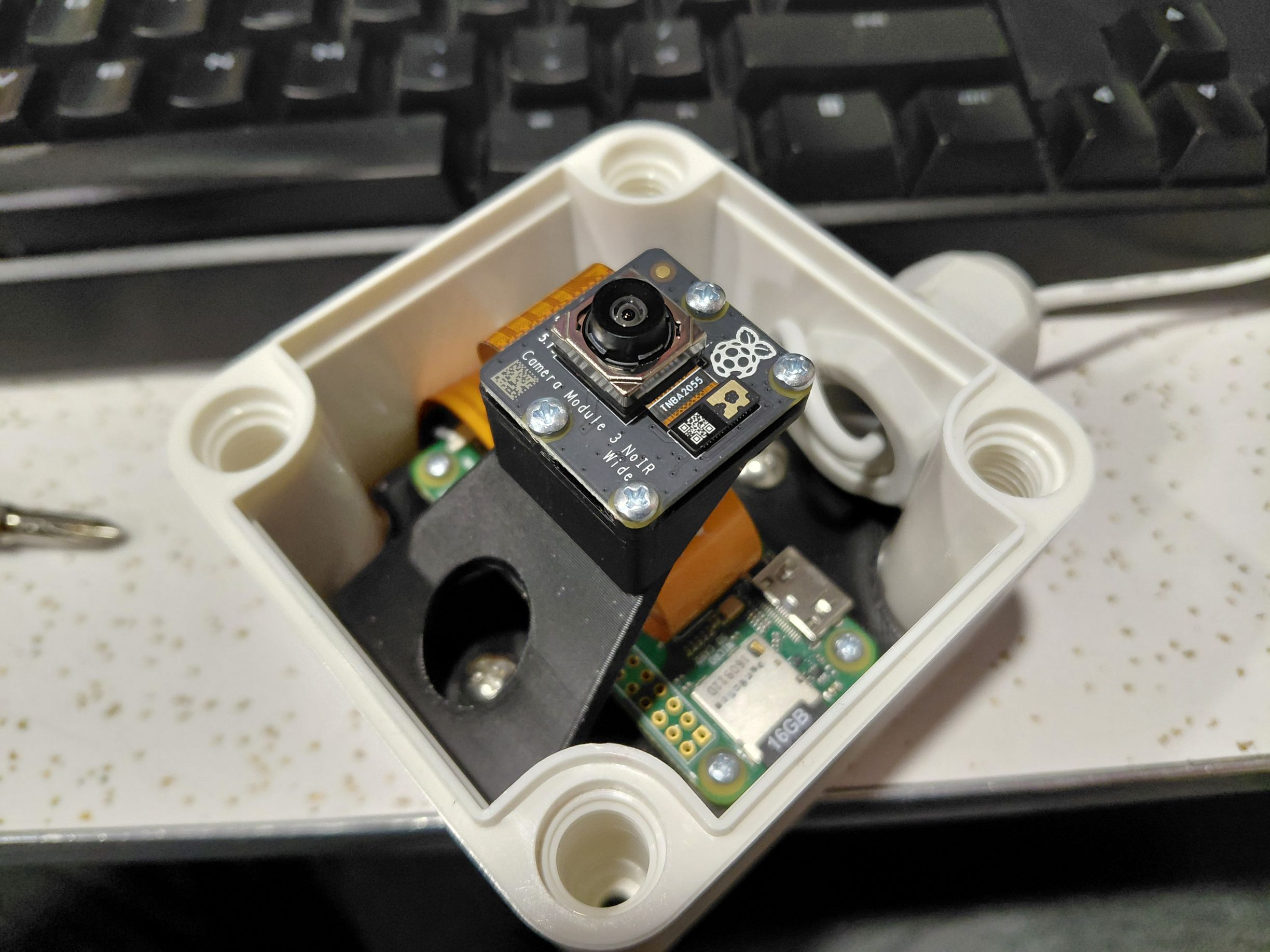 3D printed camera mount in enclosure
